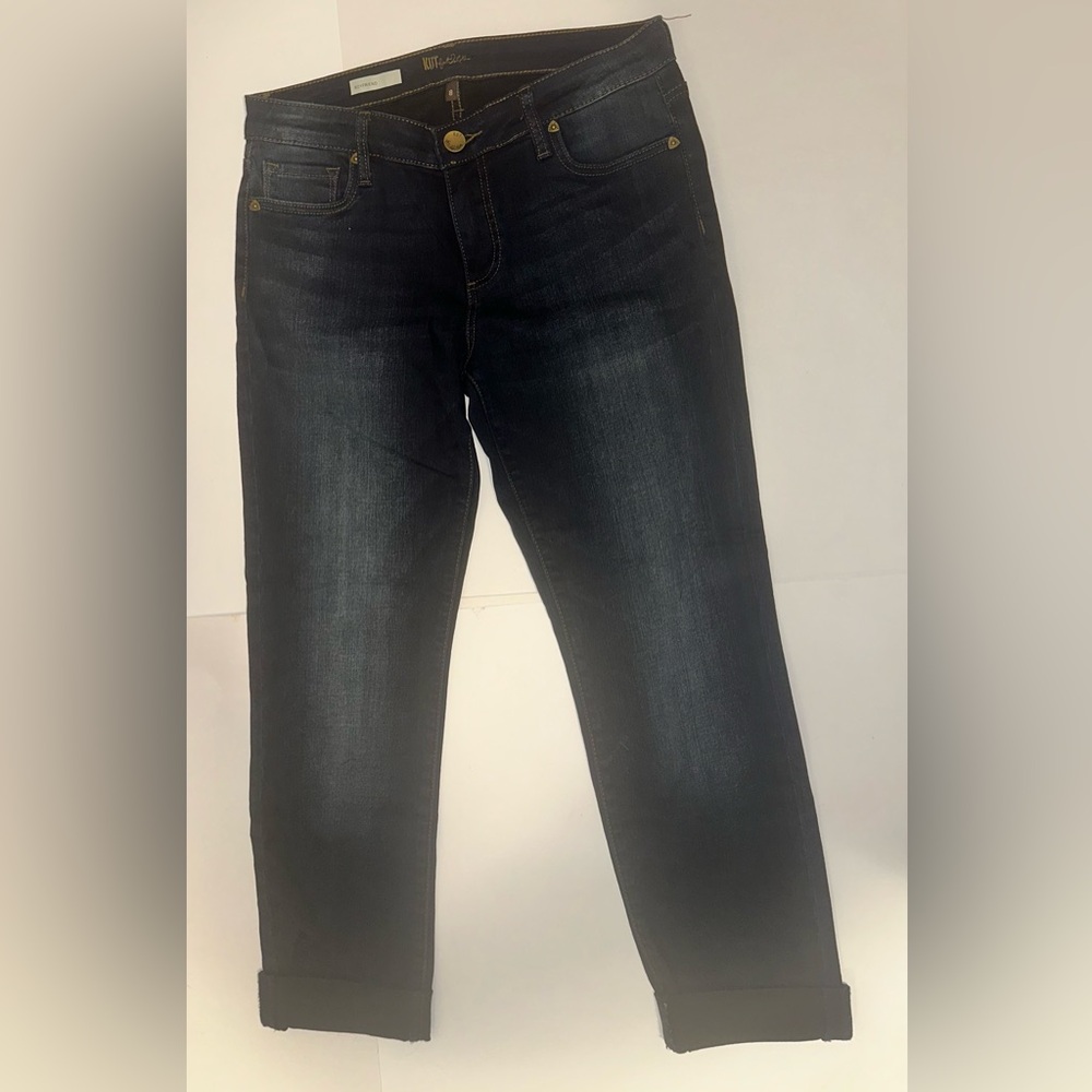 NWOT Kut From the Kloth Cuffed Boyfriend Dark Wash Womens Jeans Size 8 High Rise